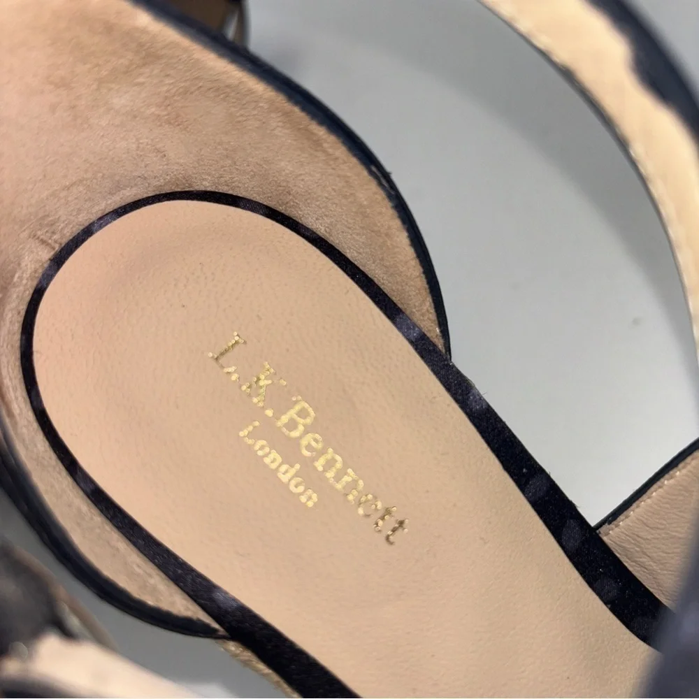 New! LK Bennett polka dot espadrille platform sandals